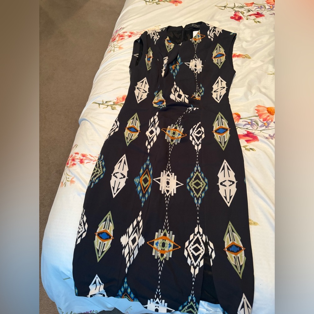 Etro Black Maxi Dress with Geometric Patterns